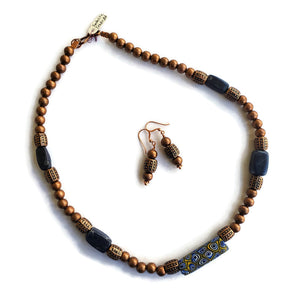 Venetian Trade Bead Necklace with Sodalite & Copper