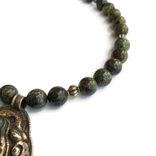 Antique Tibetan Nephrite Jade & Silver Pendant Necklace