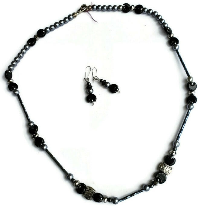 Moon Bead Necklace & Earring Set