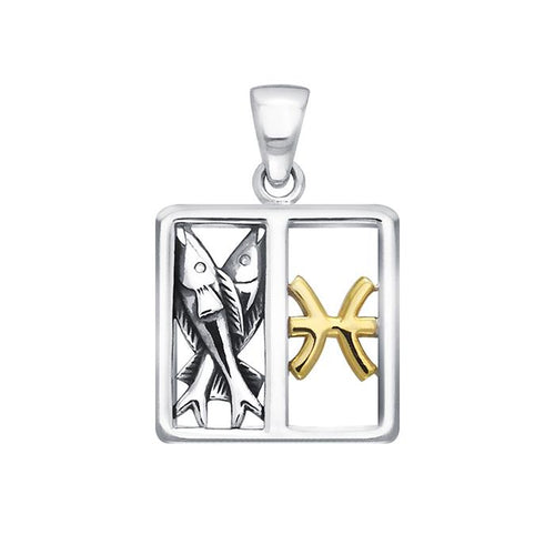 Sterling Silver Pisces Zodiac Pendant by Peter Stone